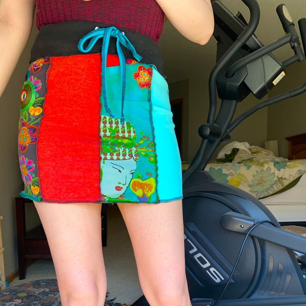 Custom made desigual reworked shirt skirt